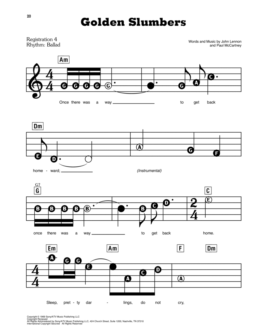 Golden Slumbers Golden Slumbers Electronic Keyboard scores gallery preview page 1