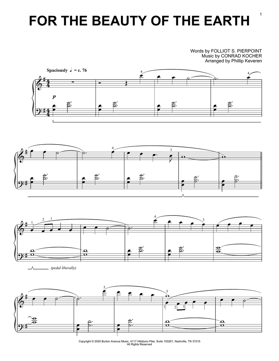 For The Beauty Of The Earth (arr. Phillip Keveren) Piano Solo scores gallery preview page 1