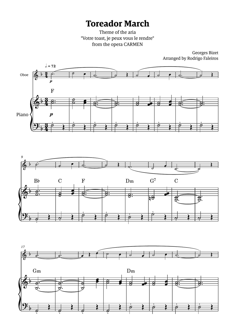 Toreador March (from the opera Carmen) - easy version Chamber Music scores gallery preview page 1