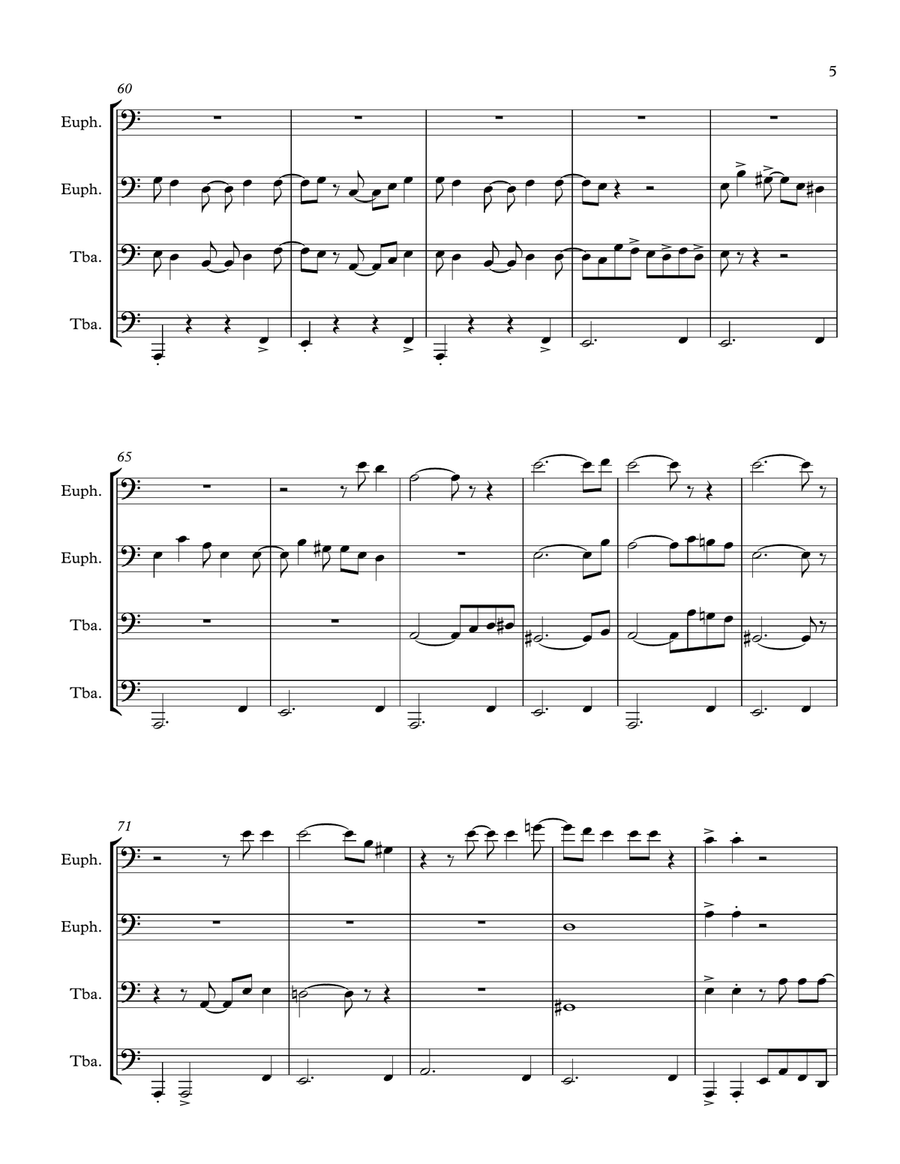 El Carretero (The cart driver): a Cuban guajira for Tuba Quartet Tuba Quartet scores gallery preview page 5