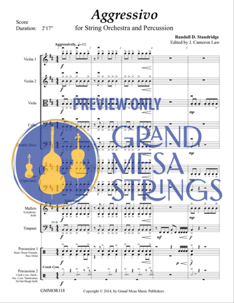 Aggressivo for Strings & Percussion String Orchestra scores gallery preview page 2