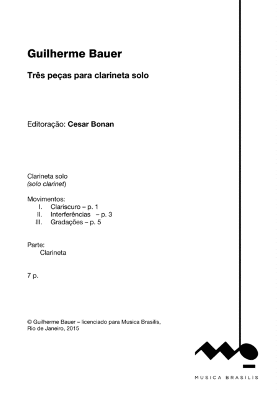 Três peças para clarineta solo Três peças para clarineta solo A Clarinet scores gallery preview page 2
