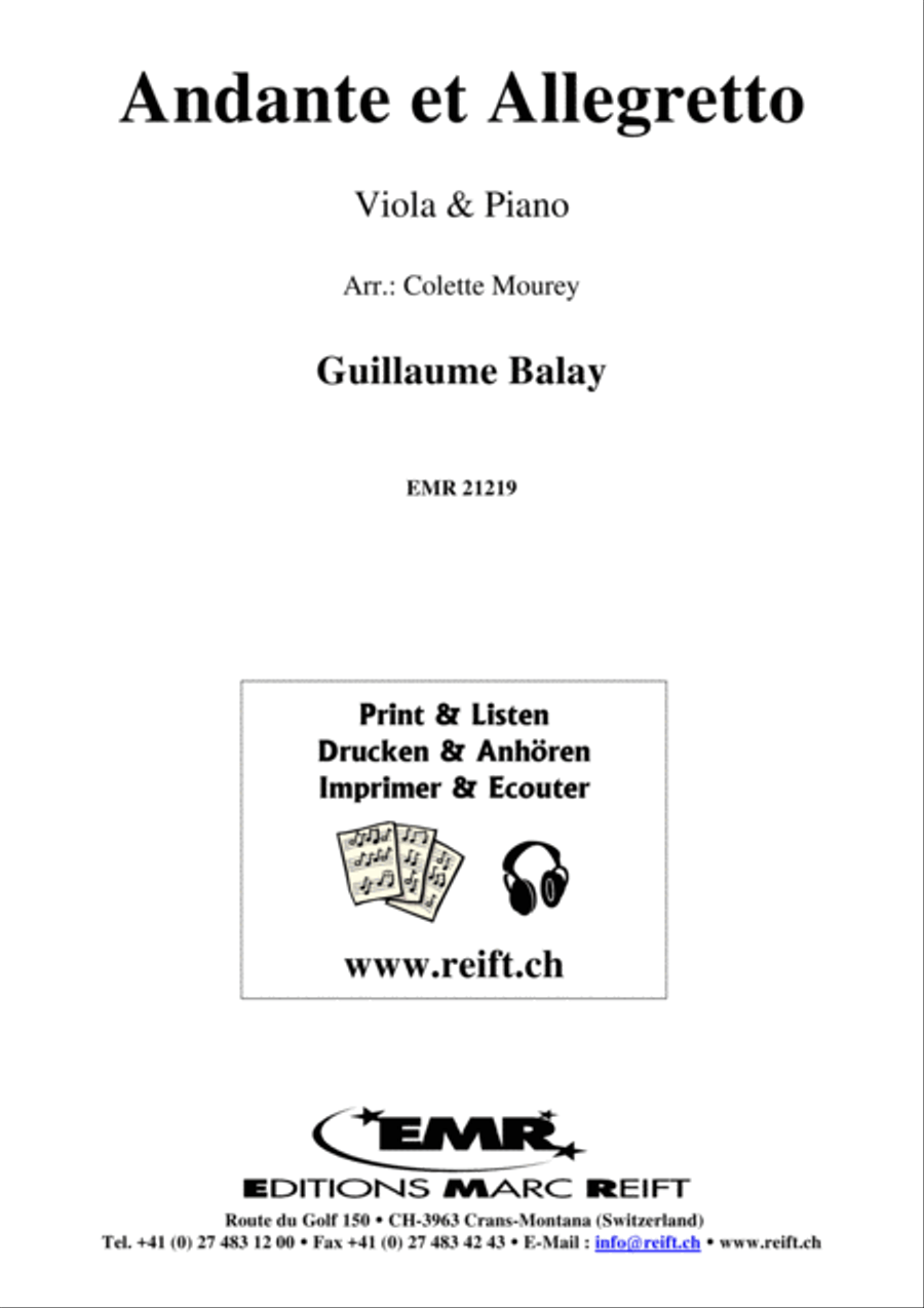 Andante et Allegretto Viola scores gallery preview page 1