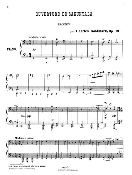Ouverture de Sakuntala : pour orchestre, op. 13, Piano 4 Hands
