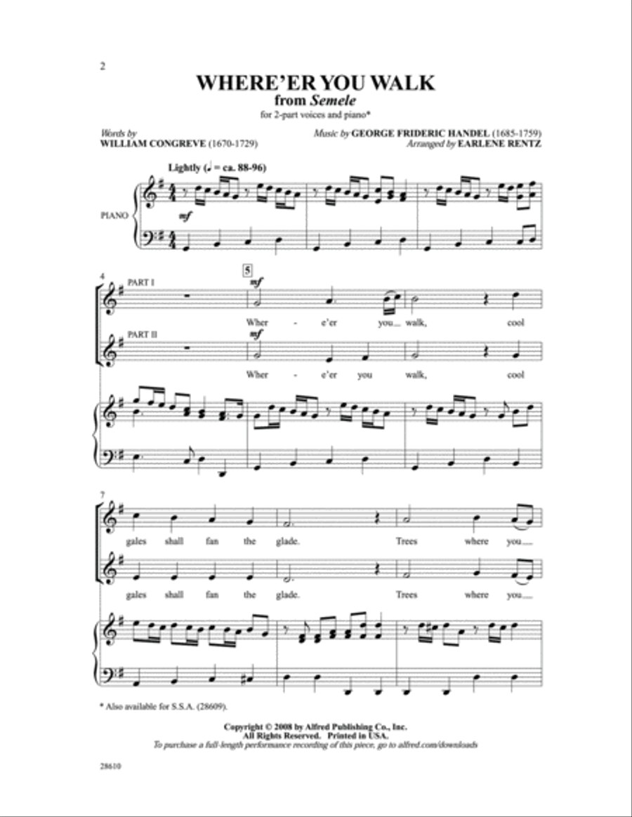 Where'er You Walk 2-Part scores gallery preview page 2