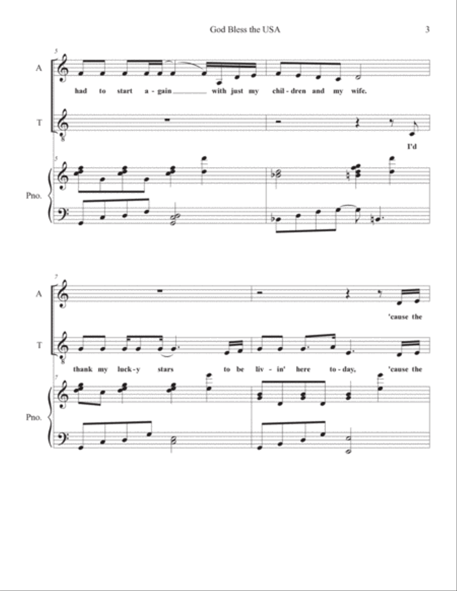 God Bless The U.s.a. Vocal Duet scores gallery preview page 3