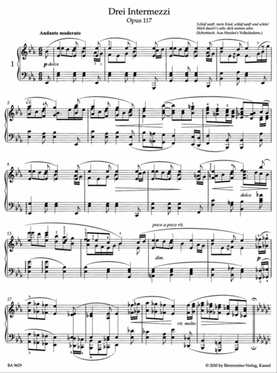 Three Intermezzi, Op. 117 Piano Solo scores gallery preview page 2