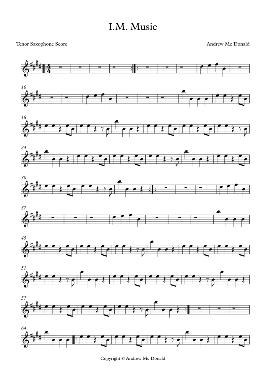 I.M. Music Tenor Saxophone Score Concert Band scores gallery preview page 1