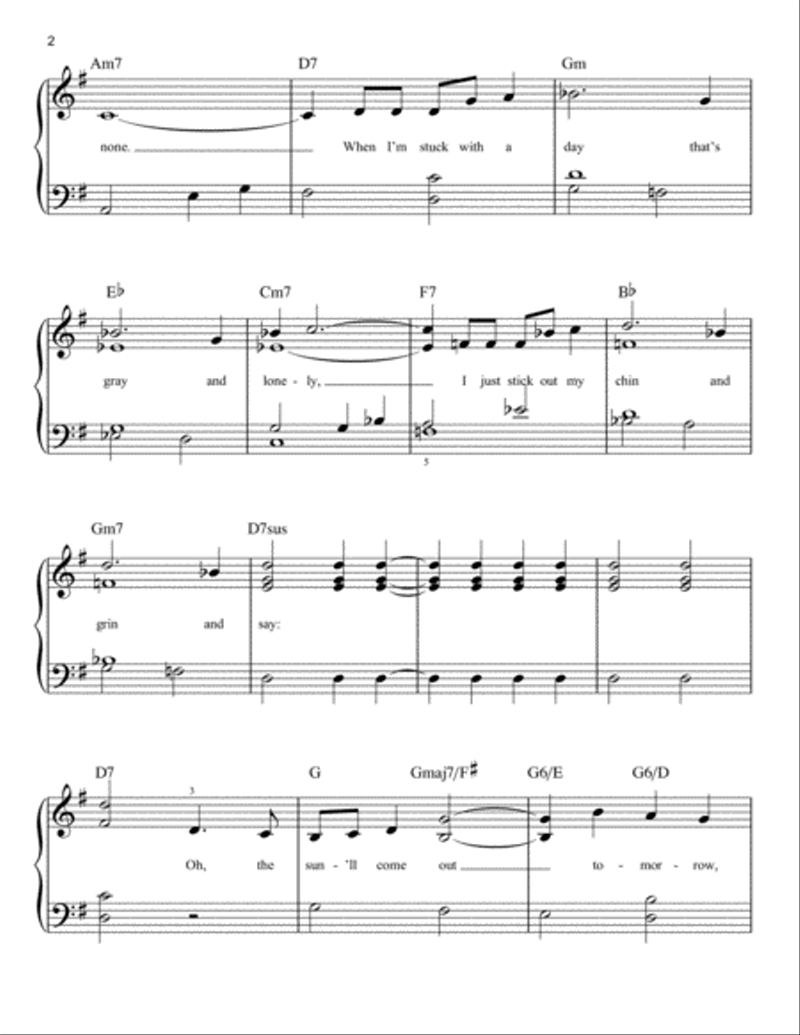 Tomorrow Easy Piano scores gallery preview page 2
