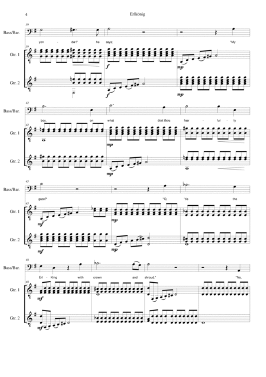 Erlkönig - Erlking - bass/baritone voice and 2 guitars Erlkönig - Erlking - bass/baritone voice and 2 guitars Classical Guitar scores gallery preview page 5