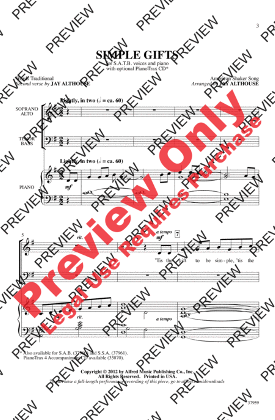 Simple Gifts Simple Gifts 4-Part scores gallery preview page 2