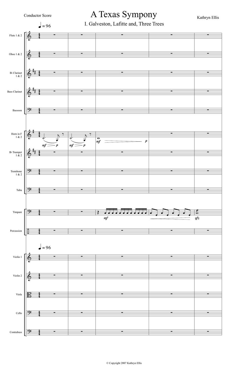 Texas Symphony, Movement I. Galveston, A Pirate Story Concert Band scores gallery preview page 3