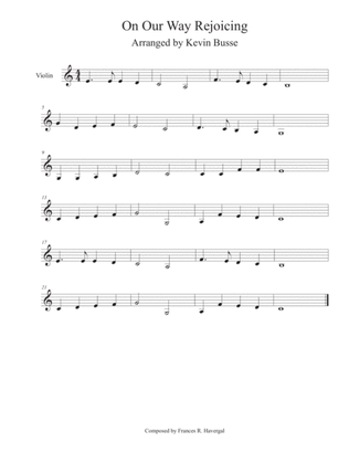 On Our Way Rejoicing (Easy key of C) - Violin