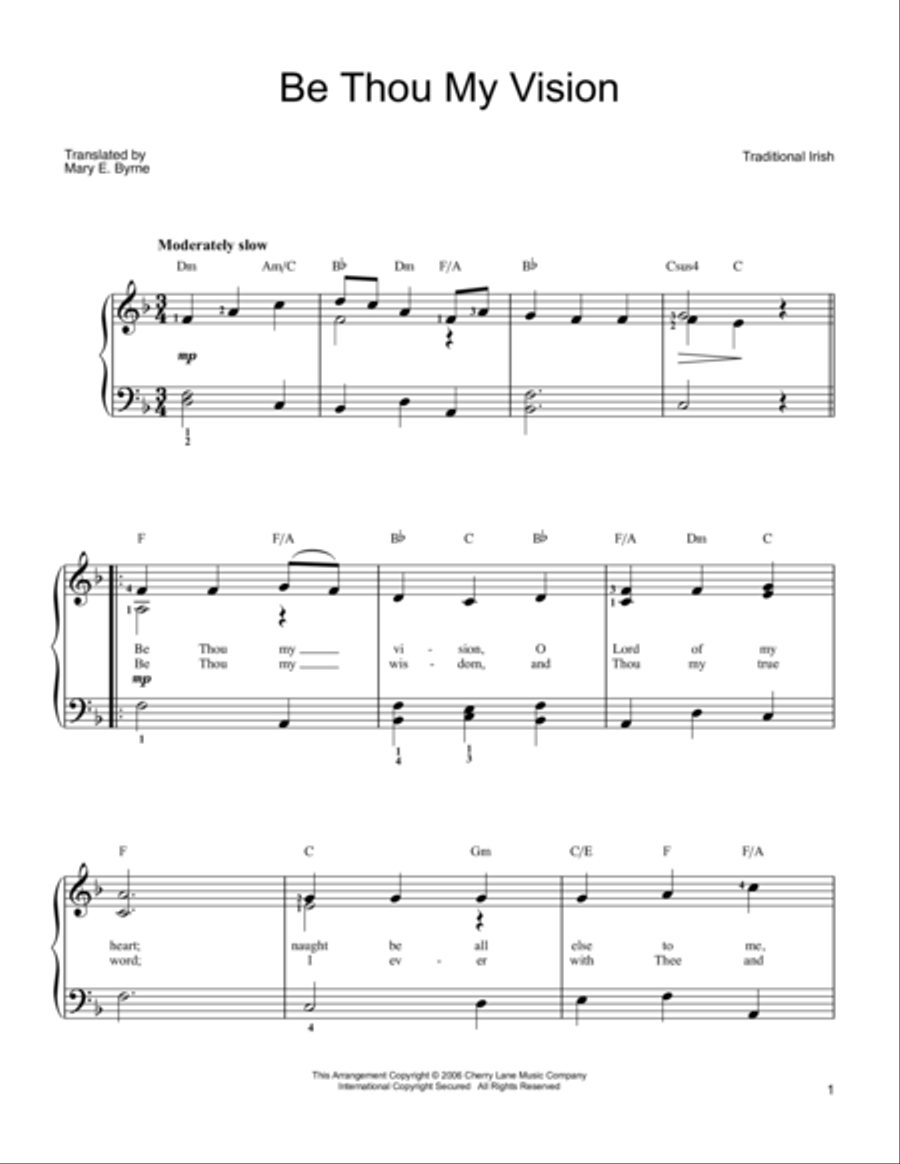 Be Thou My Vision Easy Piano scores gallery preview page 1