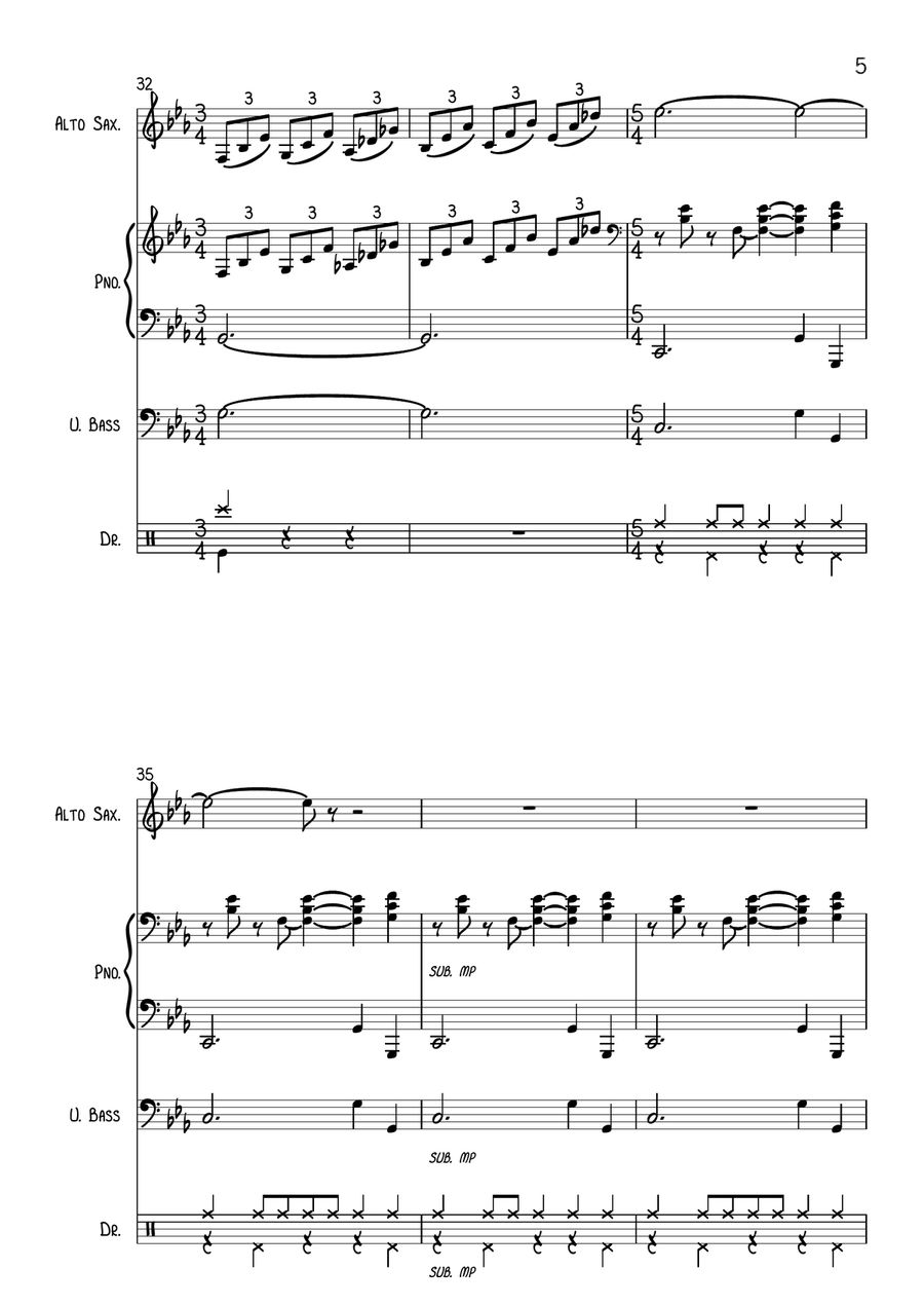 We Three Kings for Jazz Combo (Alto Sax, Piano, Bass, Drums) Jazz Ensemble scores gallery preview page 5