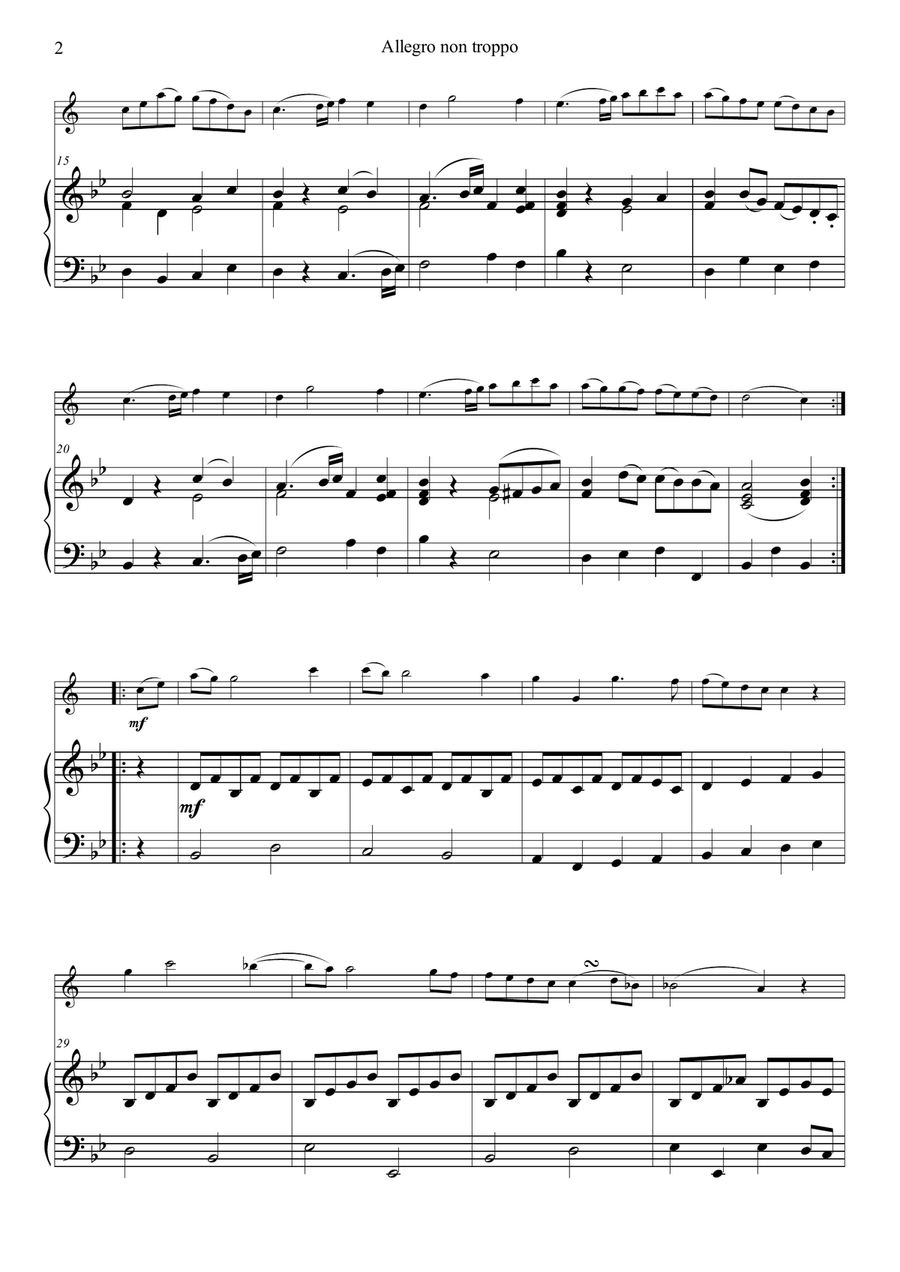 Sonata for Clarinet N. 2 - I (Allegro) - J.X. Lefevre Clarinet Solo scores gallery preview page 2