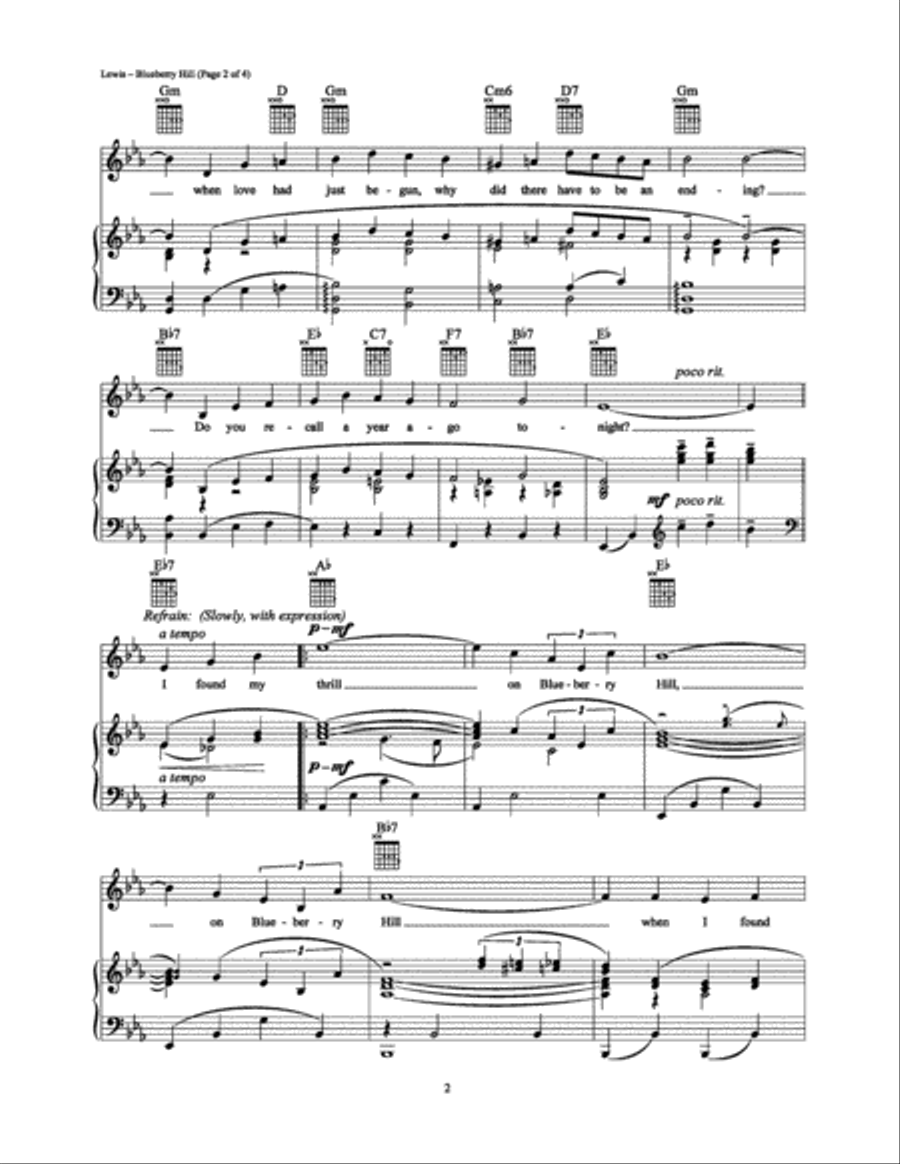 Blueberry Hill Piano, Vocal, Guitar scores gallery preview page 2