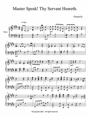PIANO - Master Speak! Thy Servant Heareth (Piano Hymns Sheet Music PDF)