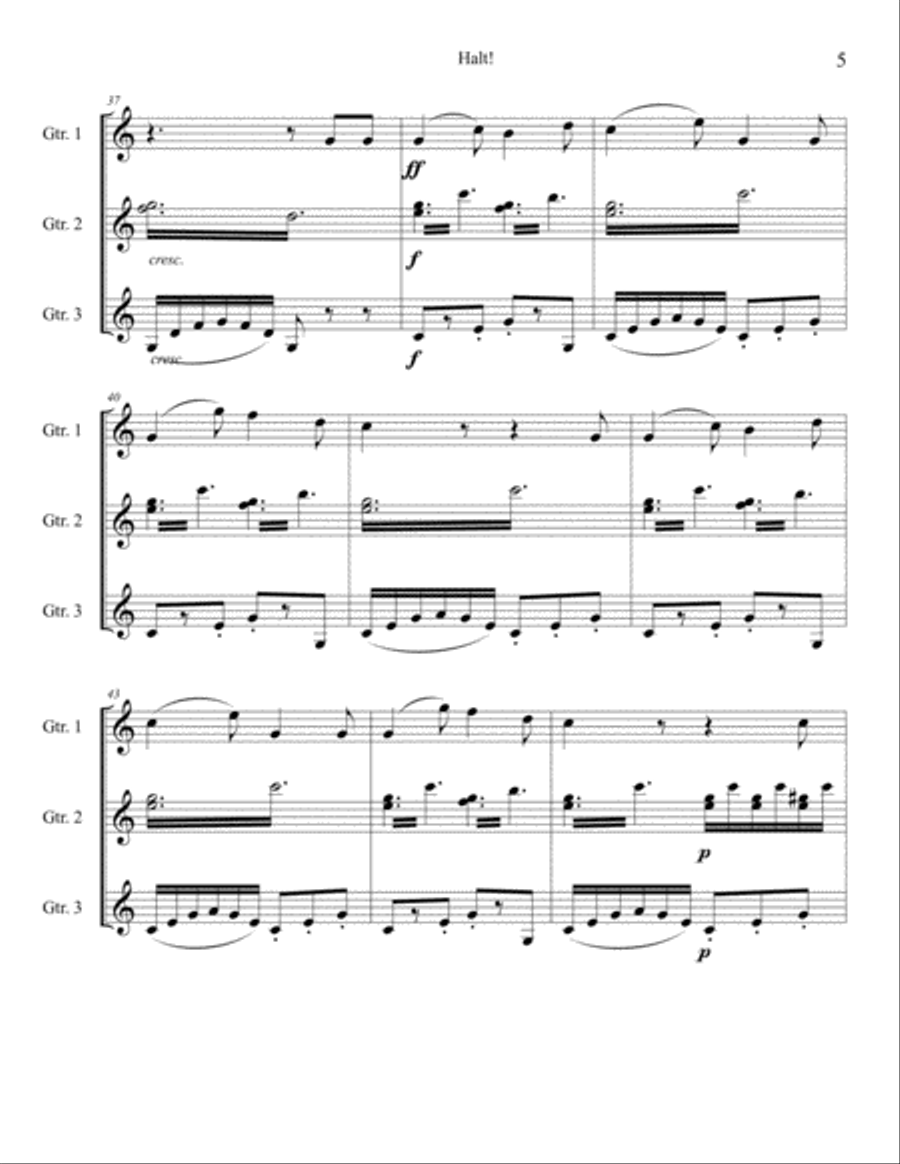 Halt! Guitar Ensemble scores gallery preview page 5