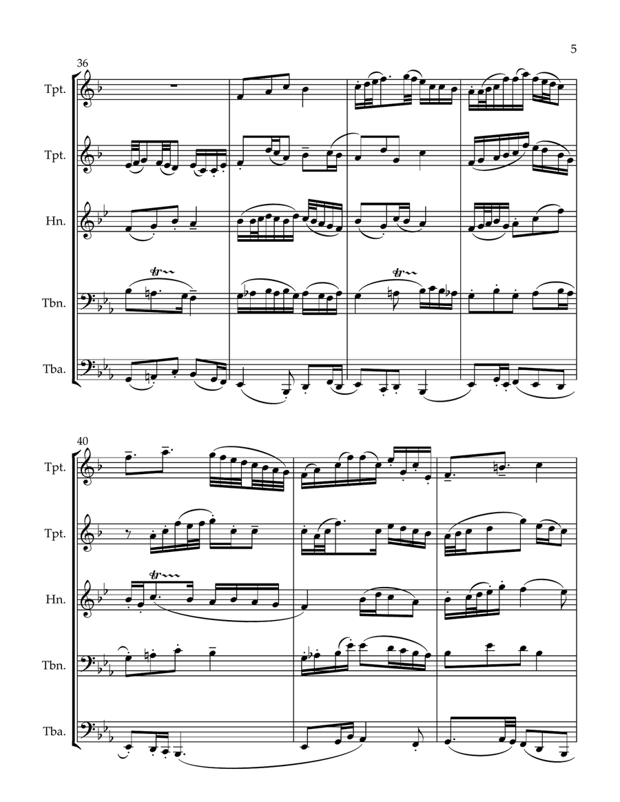 Fifth Fugue Exposition for Brass Brass Quintet scores gallery preview page 5