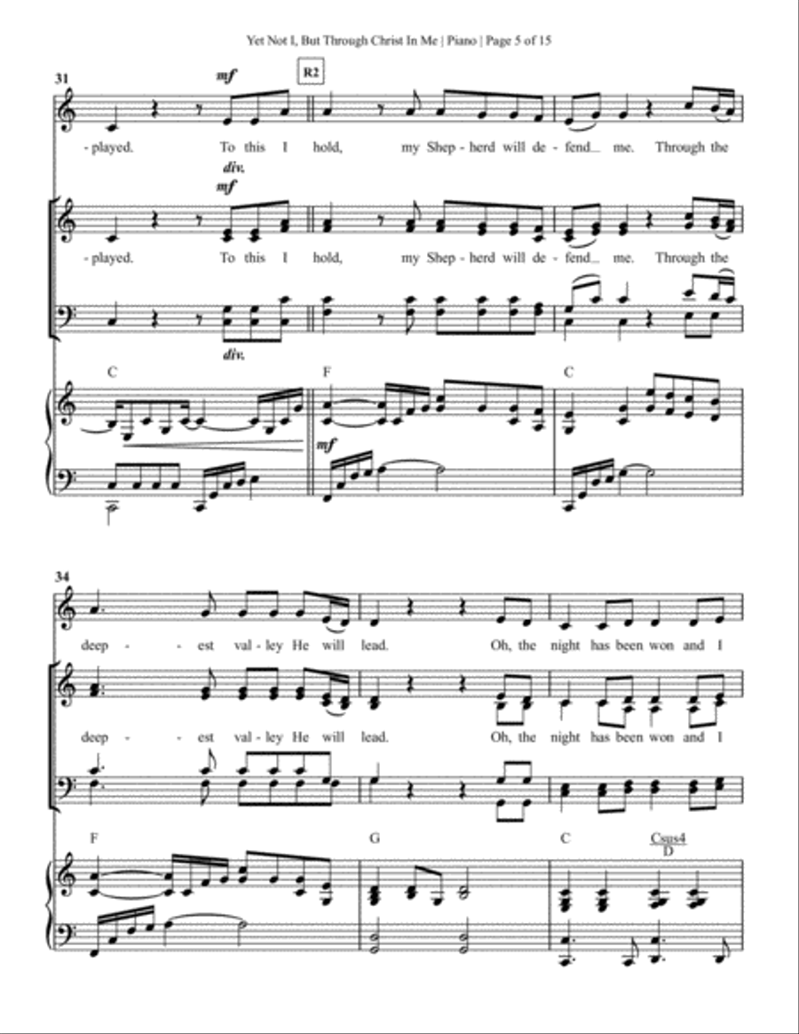 Yet Not I But Through Christ In Me 4-Part scores gallery preview page 6