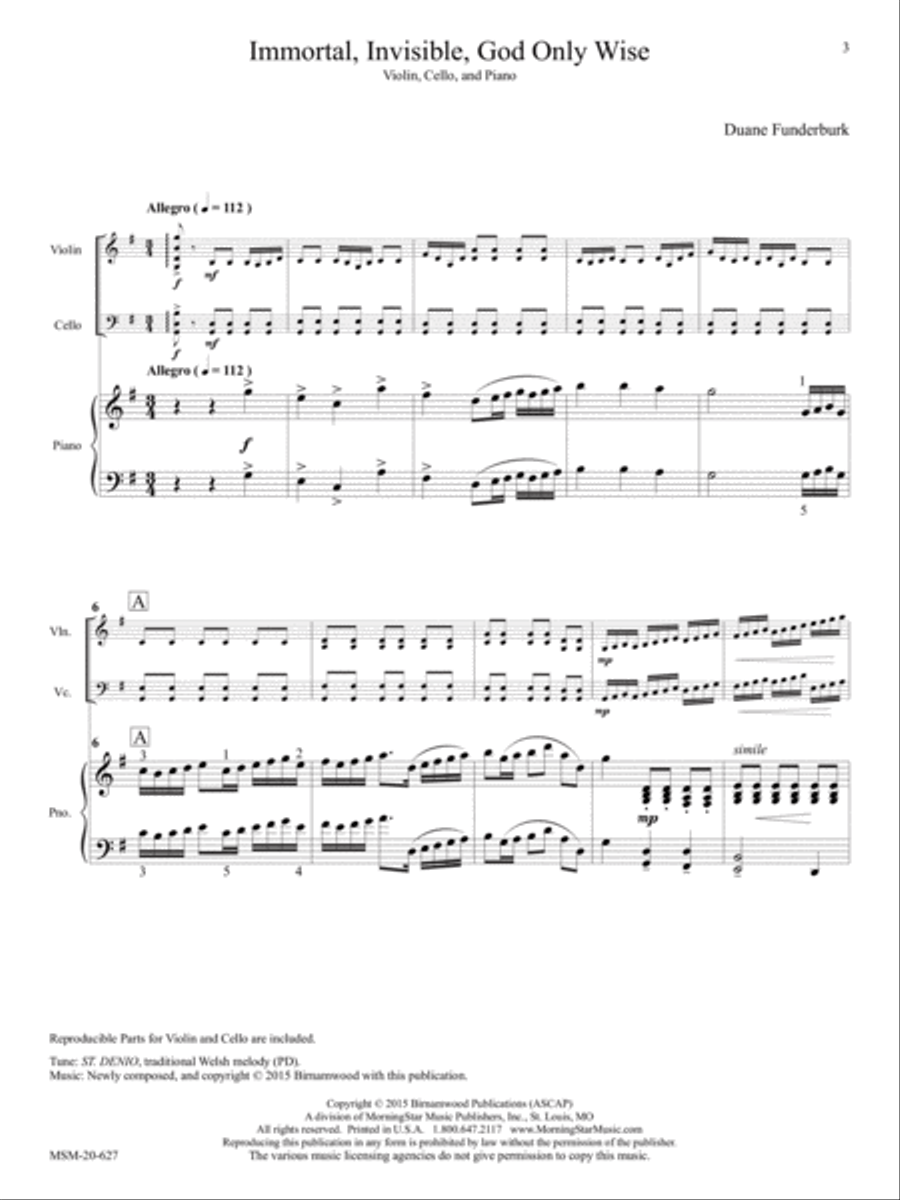 Immortal, Invisible, God Only Wise Piano Trio scores gallery preview page 8