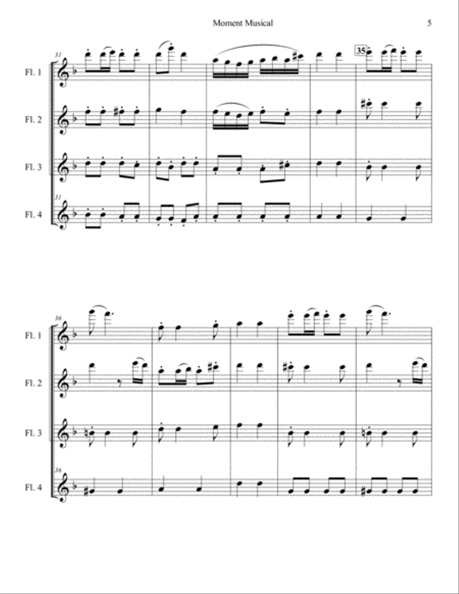 Moment Musical for Flute Quartet Flute Quartet scores gallery preview page 5