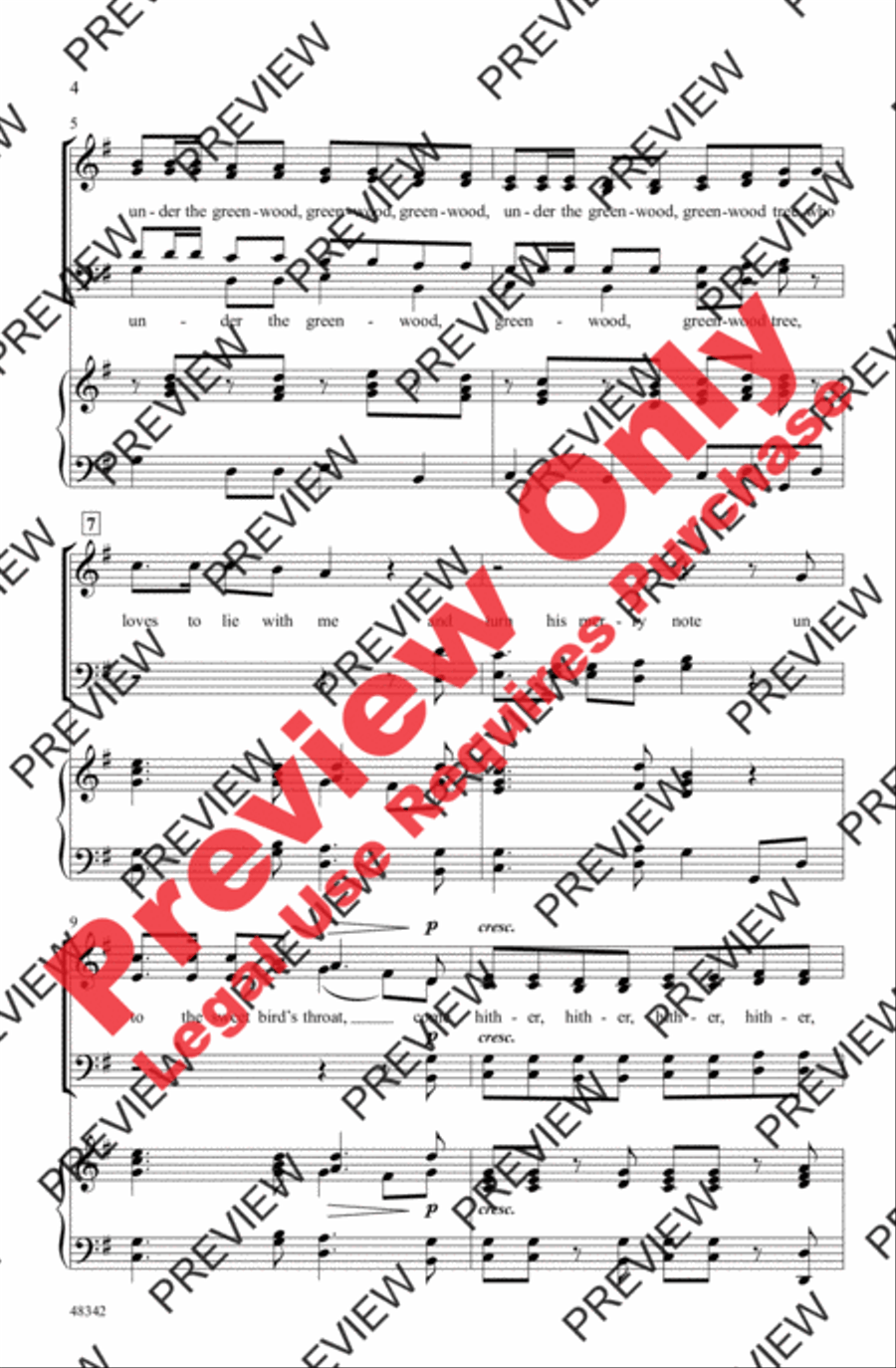 Under the Greenwood Tree 4-Part scores gallery preview page 3