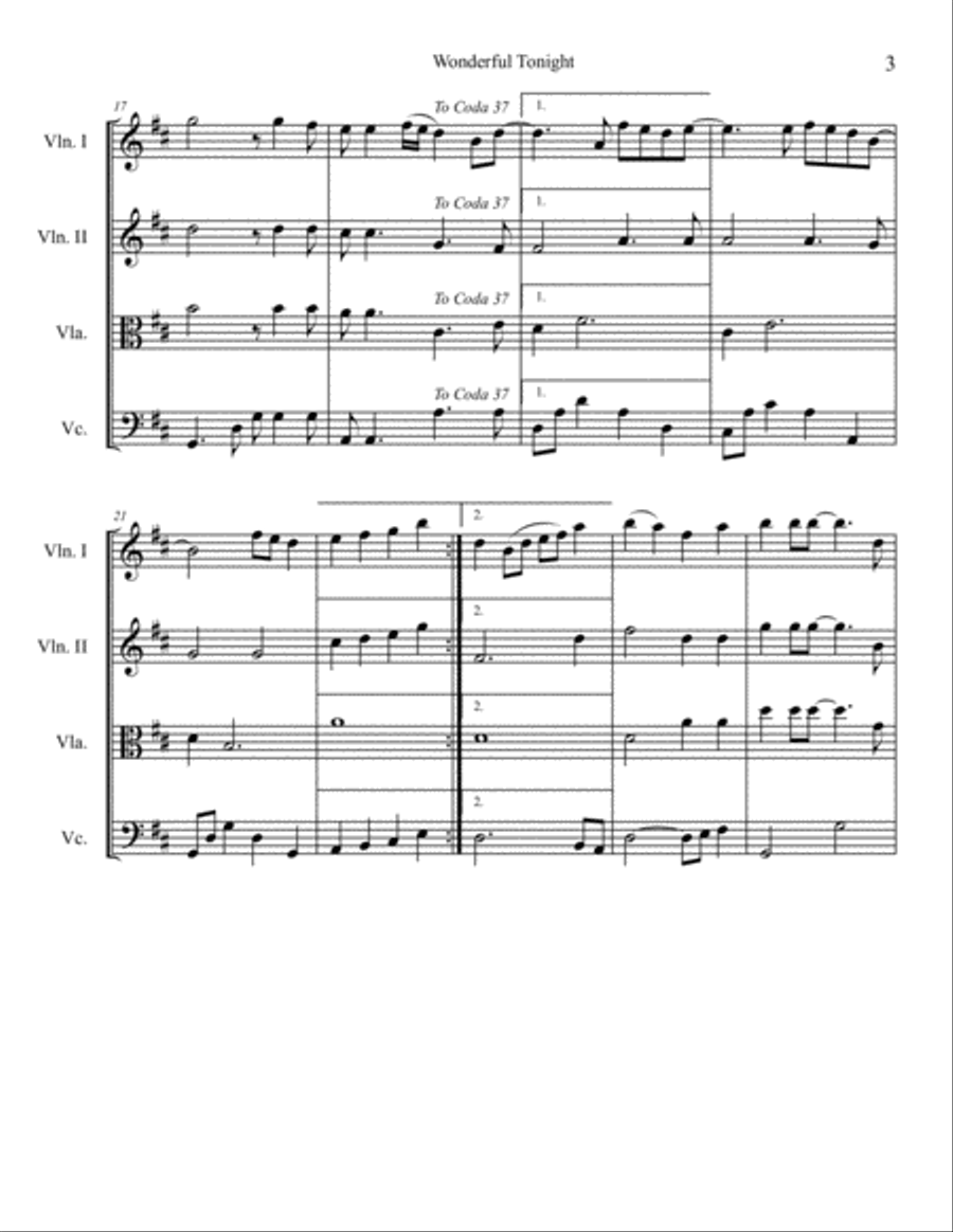Wonderful Tonight String Quartet scores gallery preview page 3