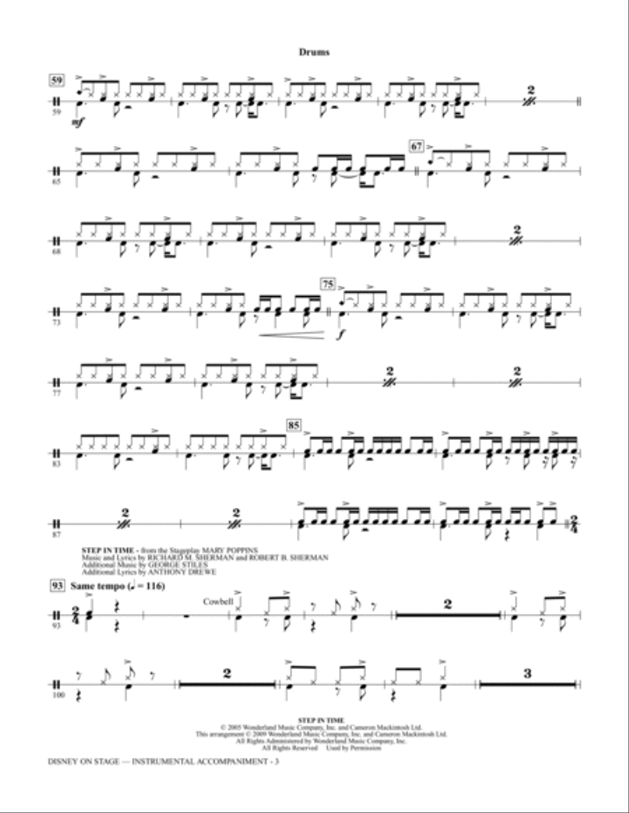 Disney On Stage (Medley) - Drums Choir scores gallery preview page 2