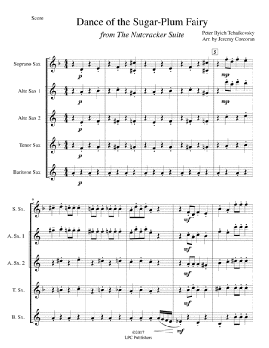 Dance of the Sugar-Plum Fairy for Saxophone Quartet (SATB or AATB) Saxophone Quartet scores gallery preview page 2
