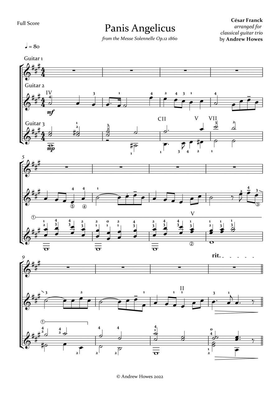 Panis Angelicus for classical guitar trio Guitar Ensemble scores gallery preview page 1