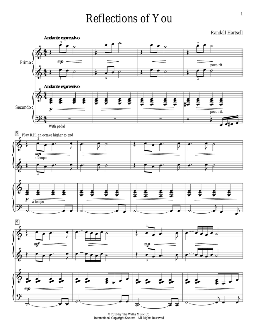 Reflections Of You Piano Method scores gallery preview page 1