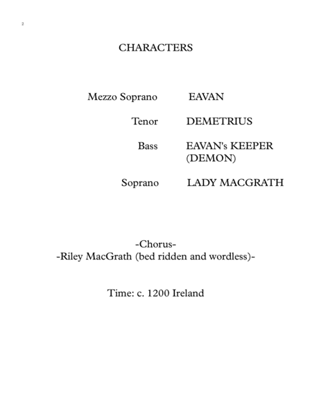 EAVAN (a musical drama in two acts) Score and Parts