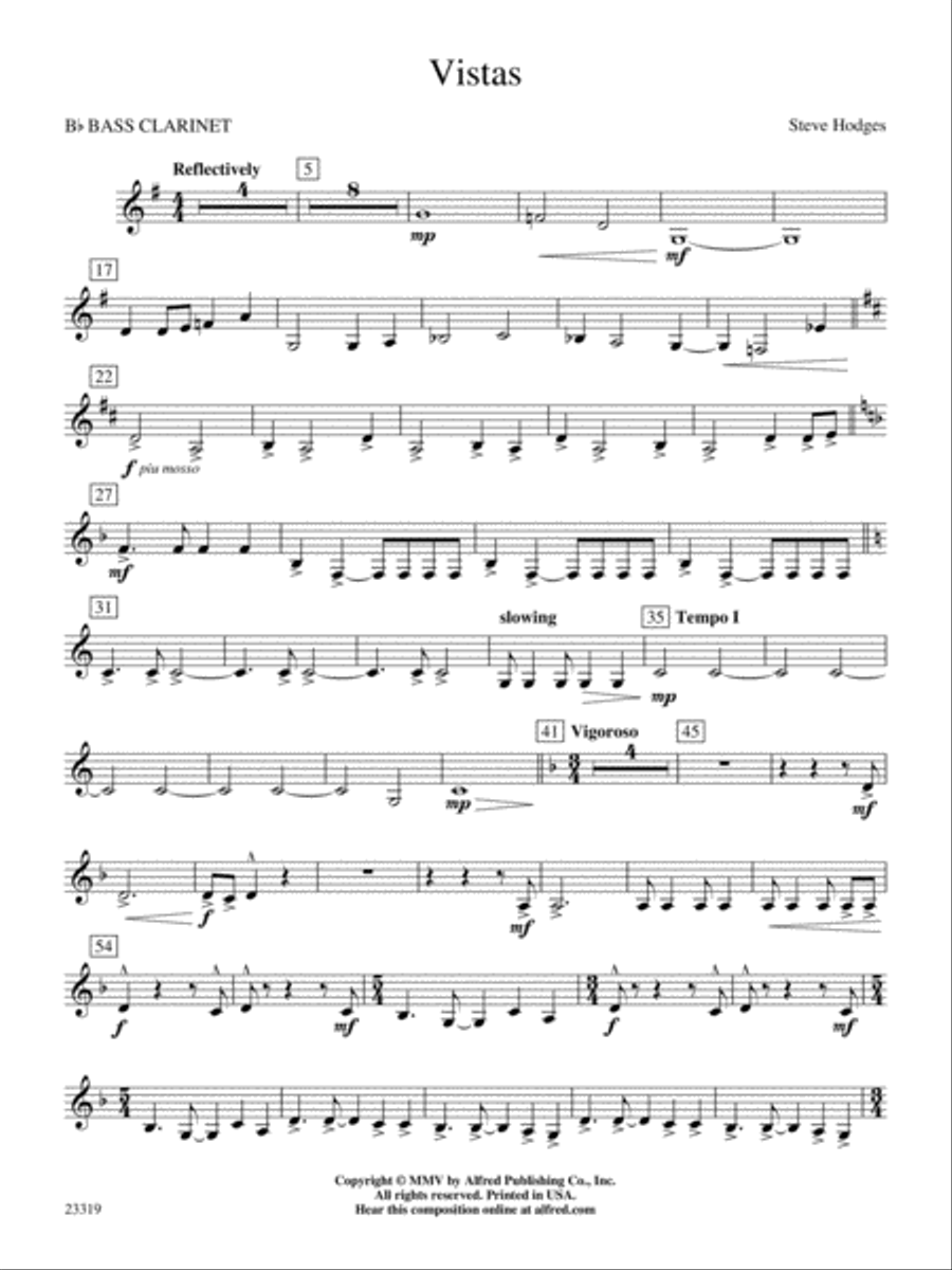 Vistas: B-flat Bass Clarinet Concert Band scores gallery preview page 1