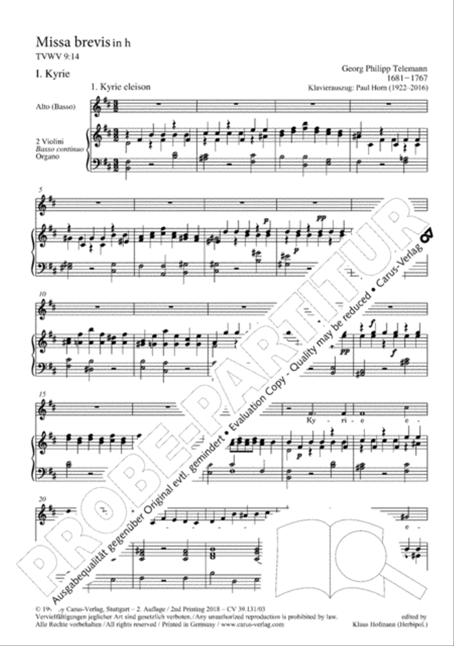 Missa brevis in B minor Alto Voice scores gallery preview page 3