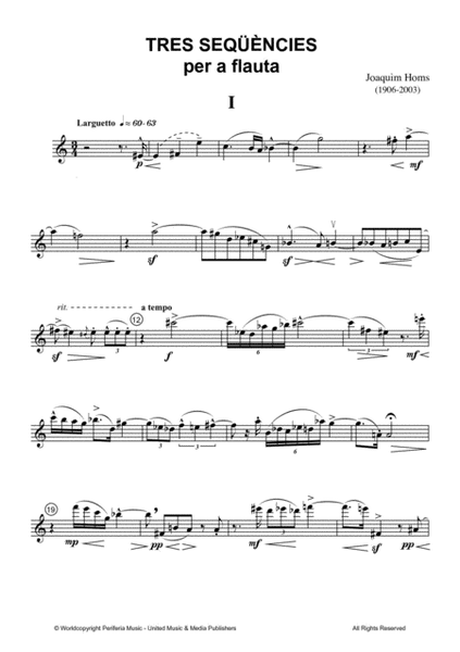 Tres sequencies for Flute Solo