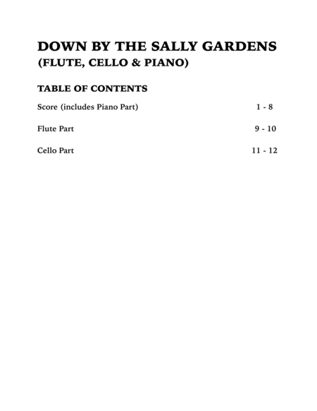 Down By the Sally Gardens (Trio for Flute, Cello and Piano) image number null