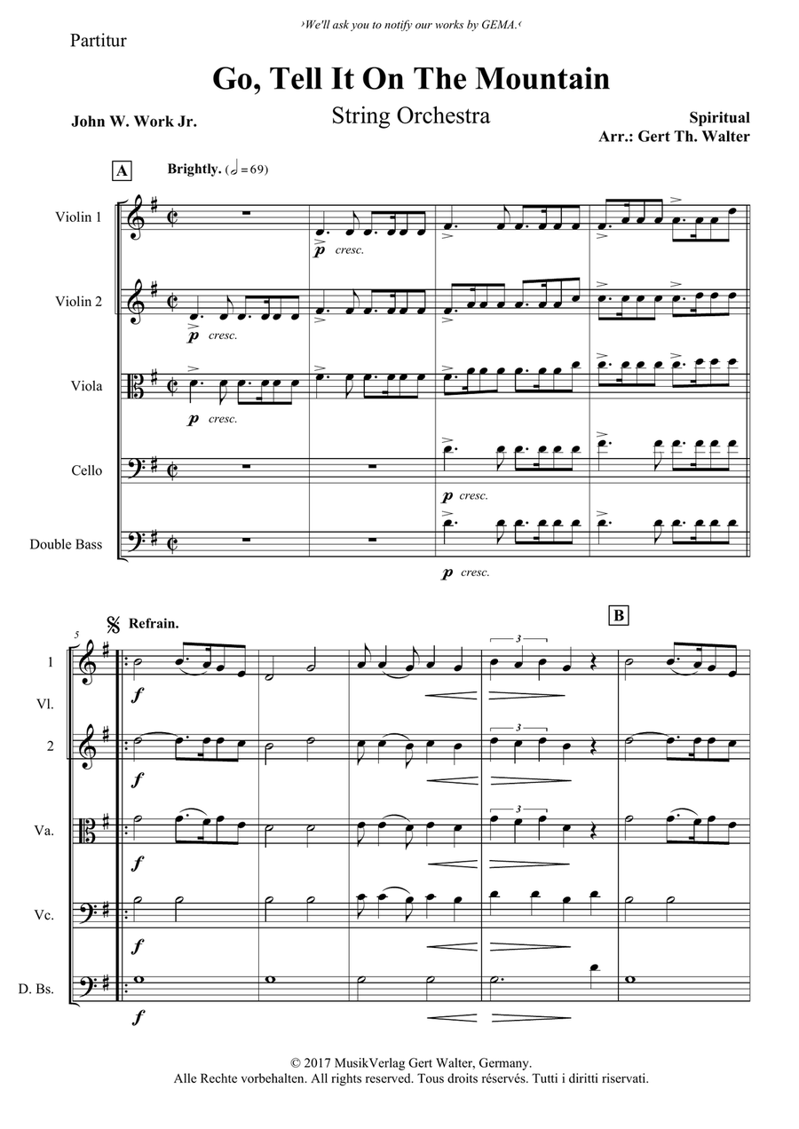 Go, Tell It On The Mountain String Orchestra scores gallery preview page 1
