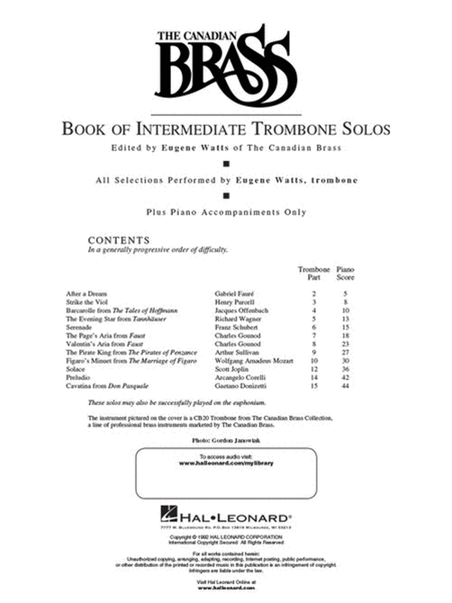 Canadian Brass Book of Intermediate Trombone Solos image number null