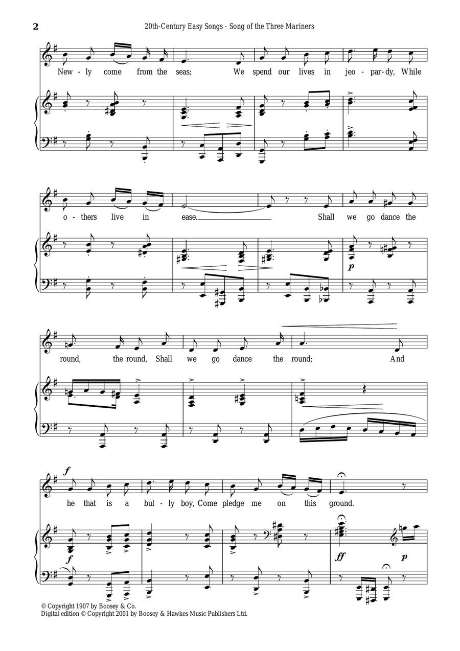 Song Of The Three Mariners Piano, Vocal scores gallery preview page 2