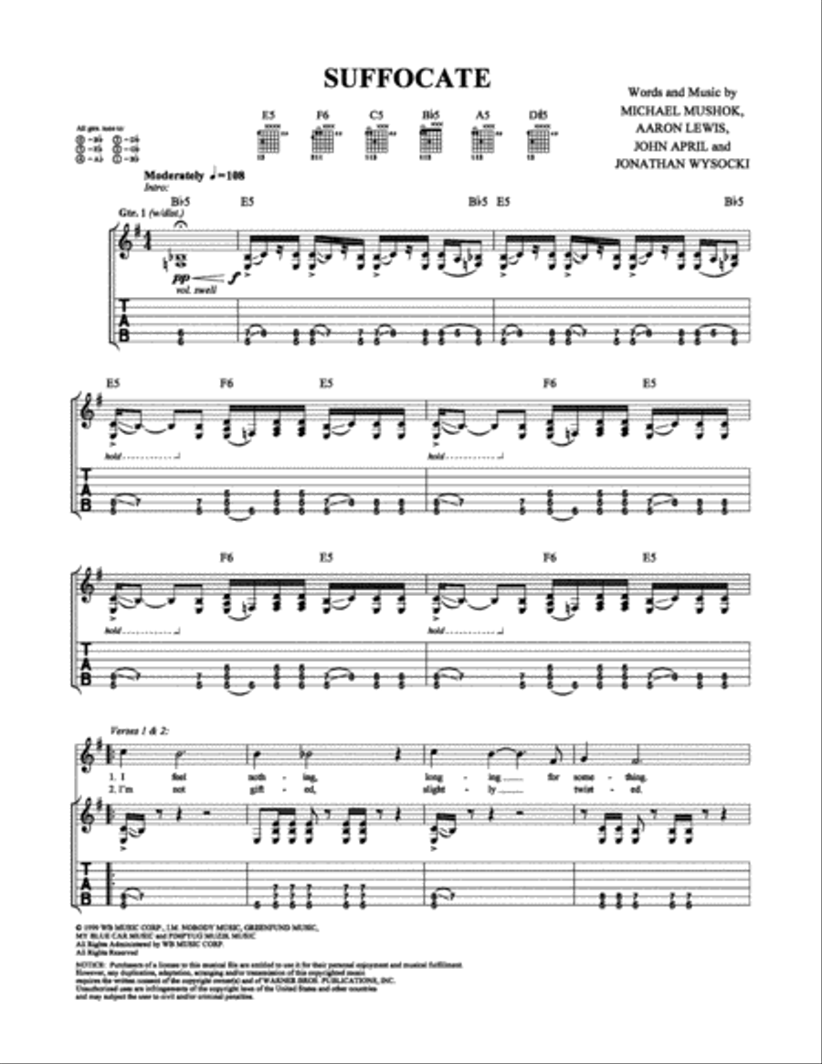 Suffocate Electric Guitar scores gallery preview page 1