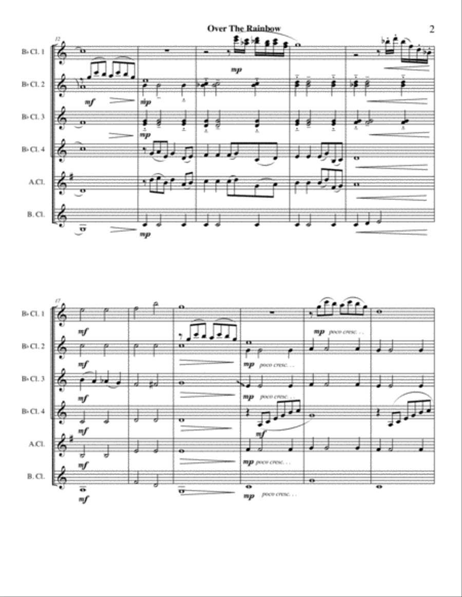 Over The Rainbow (from The Wizard Of Oz) Woodwind Ensemble scores gallery preview page 2
