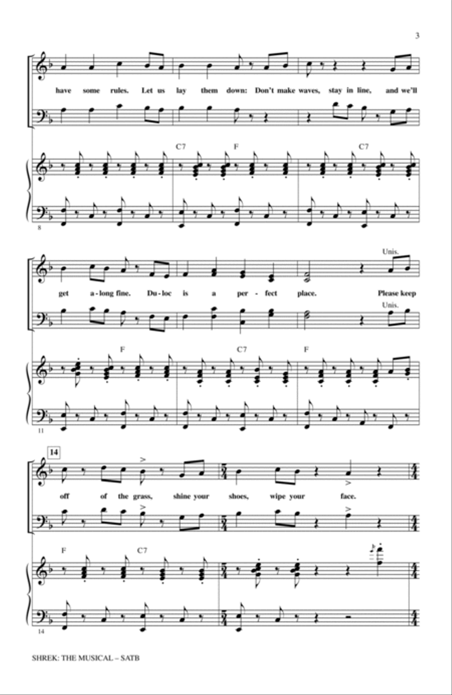 Shrek: The Musical (Choral Medley) 4-Part scores gallery preview page 2