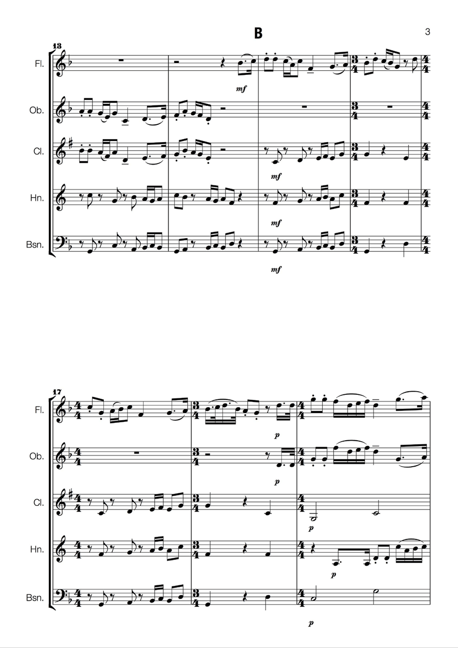 Holst - Second Suite in F for Military Band 3. Song of the Blacksmith (arr. for Wind Quintet) Marching Band scores gallery preview page 4