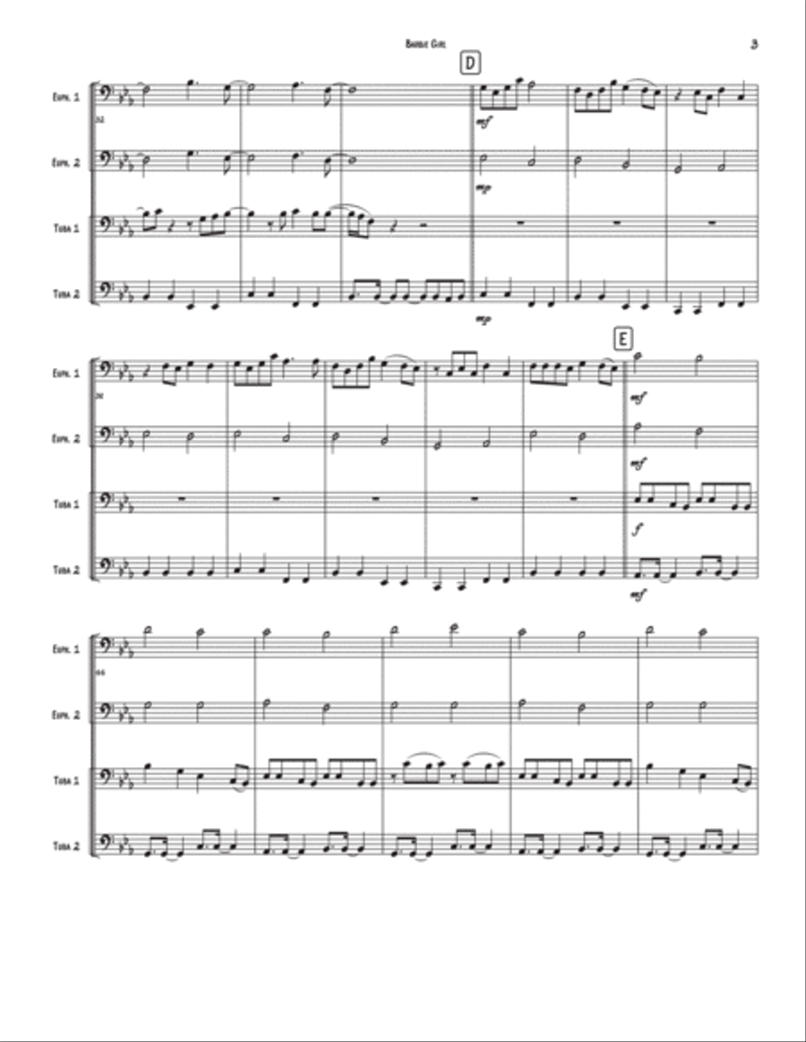 Barbie Girl Brass Quartet scores gallery preview page 3