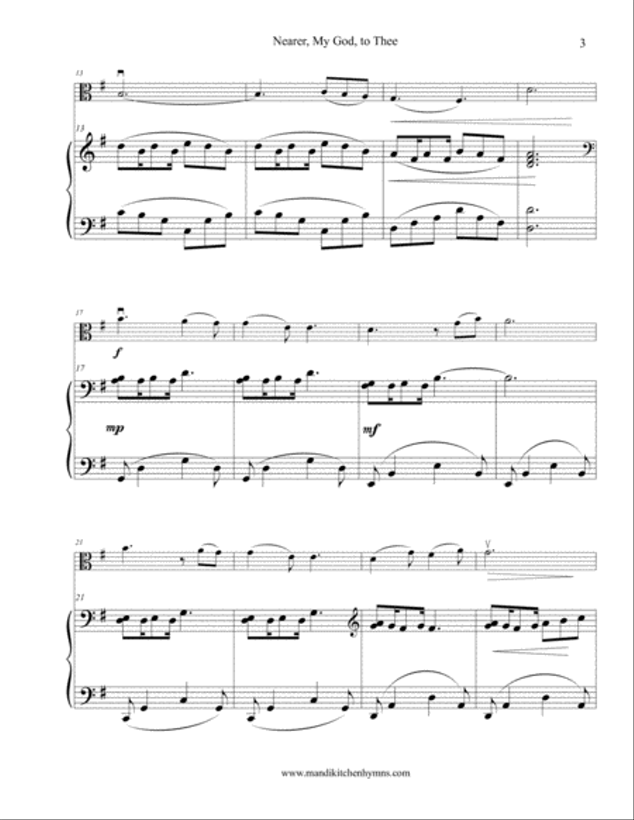 Nearer, My God, to Thee (Be Thou My Vision Medley) Viola & Piano Duet Viola scores gallery preview page 3