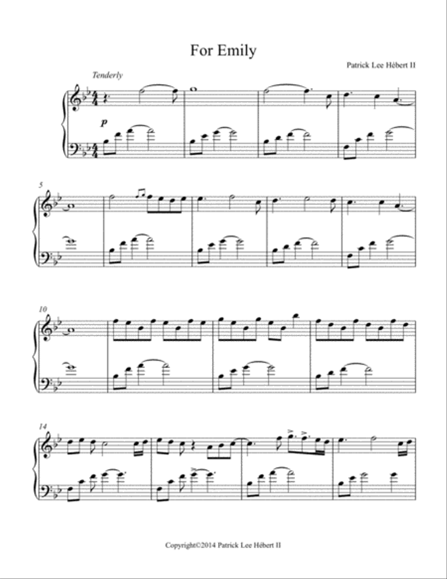For Emily For Emily Piano Solo scores gallery preview page 1
