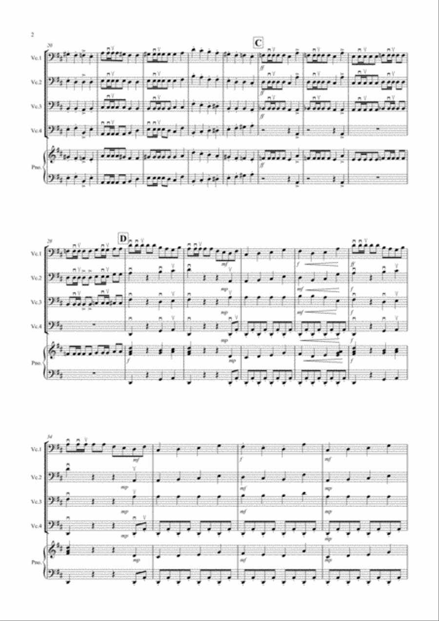 Trepak (Fantasia from Nutcracker) for Cello Quartet Cello scores gallery preview page 2