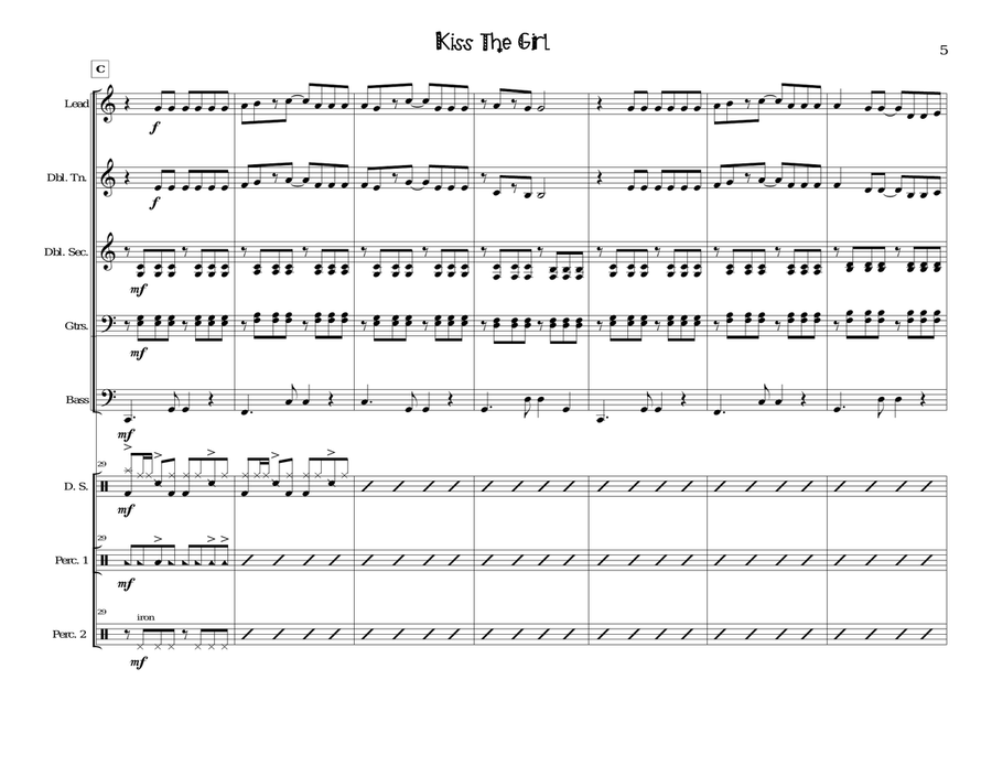 Kiss The Girl Steel Drum Band scores gallery preview page 5